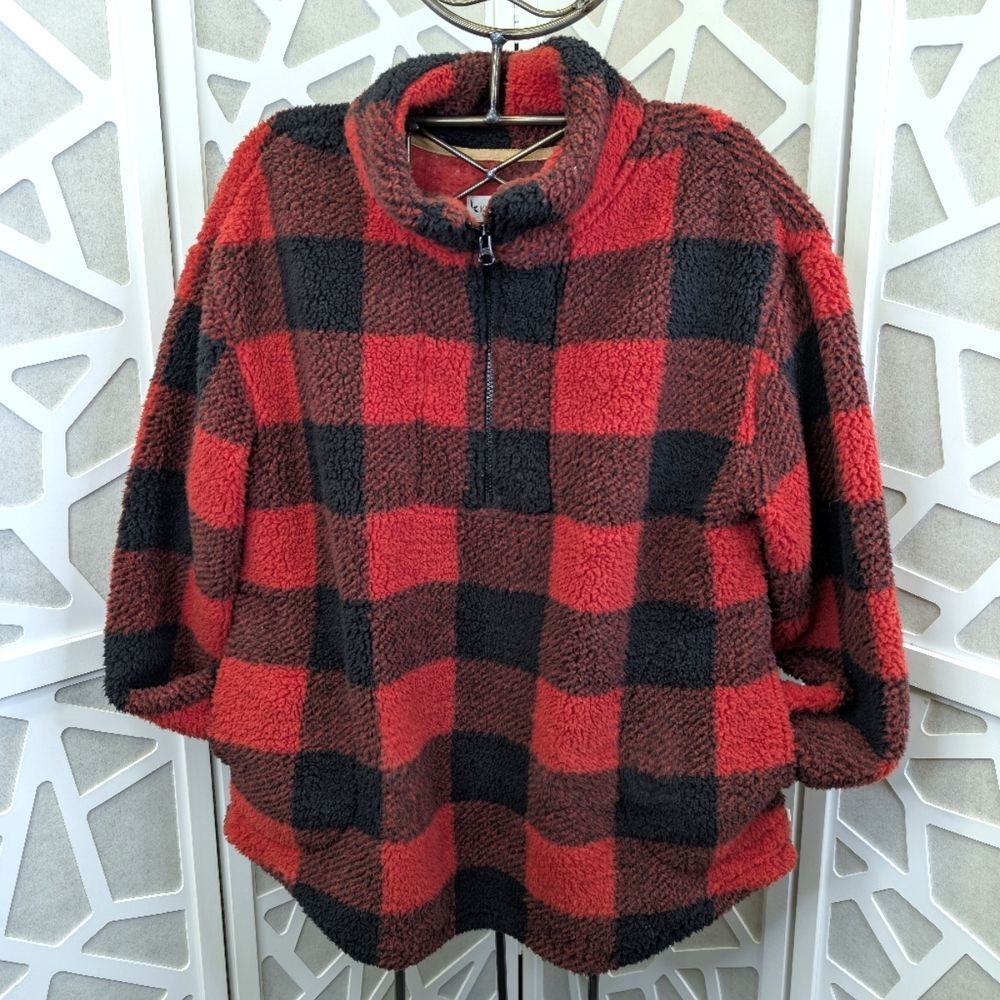 Koolaburra by UGG Buffalo Check Brushed Back Sherpa Pullover - Picture 2 of 12